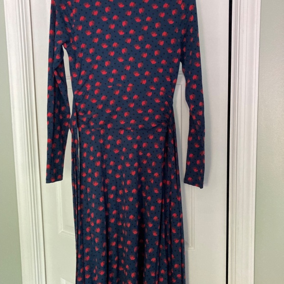 Boden Silvia Jersey “Faux” Wrap Dress Navy Floral Dot Print - Size 4 R - Picture 3 of 9